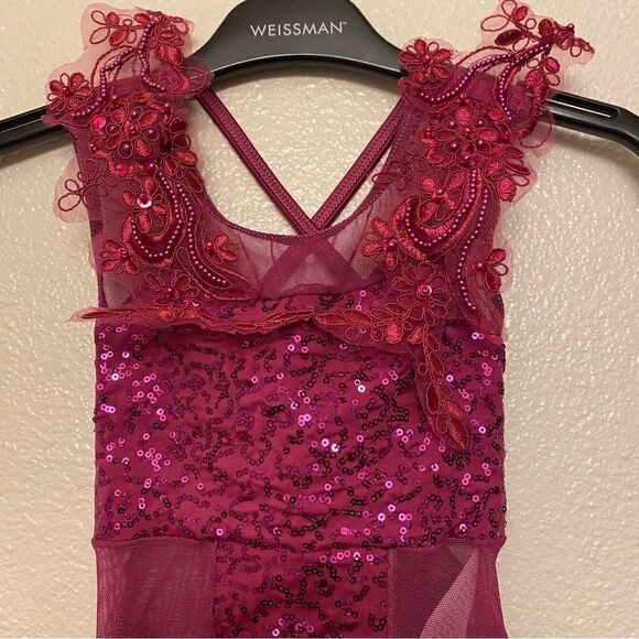 WEISSMAN Dance Costume hot pink Can't Help Falling In Love 11387 child SC 6 - Picture 3 of 13